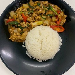 ข้าวหมูสับผัดไข่เค็ม