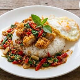 🍲 หอมกะเพราไก่กรอบ เนื้อสไลด์ (حلال) 👍 กะเพราเจริญพงศ์ นราธิวาส