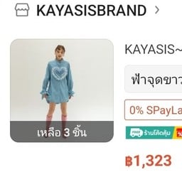 ป้ายKAYASIS เสื้อตัวยาวหรือมินิเดรส ฟ้าจุดขาว M