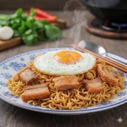 ผัดมาม่าหมูกรอบ