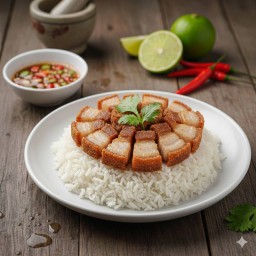 ข้าวหมูกรอบทอดน้ำปลา