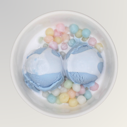 H2 บัวลอยพาสเทล + ไอศกรีมอัญชัน