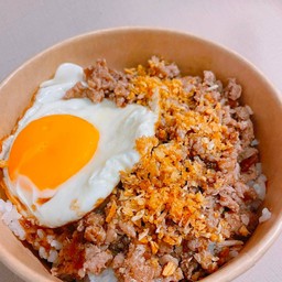 ข้าวหมูสับทอดกระเทียม