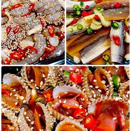 ชุด ดอง 3 สหาย กุ้งดอง 4 ตัว + หอยแครงดอง 8 ตัว + ปลาหลังเขียวดอง 4 ตัว พร้อมน้ำจิ้มซีฟู๊ด