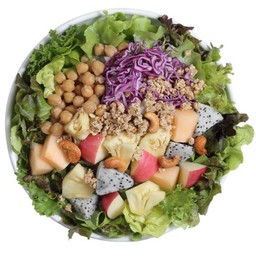 สลัดกราโนล่า และผลไม้