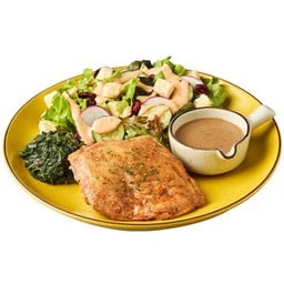 สเต็กสะโพกไก่  เกรวี่ผักโขม