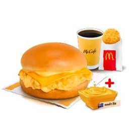 ชุดเบอร์เกอร์ชีสไข่นุ่ม & ชีสดังก์