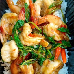 กระเพรากุ้ง(ราดข้าว)