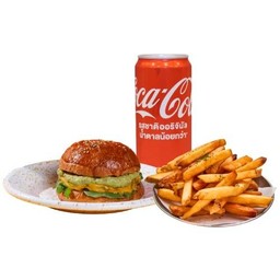 Guacamole Burger + French Fries + Drinks