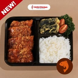 ข้าวกล่องปลาทอดซอสซอยการ์ลิค