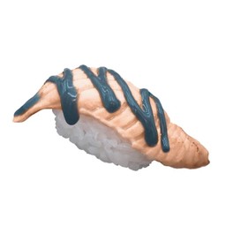A26 ซูชิแซลมอนเบิร์นซอสชาโคล (Seared Salmon With Charcoal Sauce Sushi)