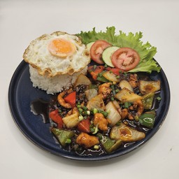 Rice with black bean stir fried
