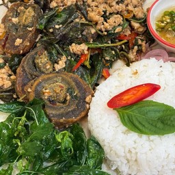 ข้าวไข่เยี่ยวม้ากะเพรากรอบ