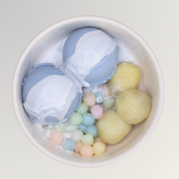 H4 บัวลอยพาสเทล + ไอศกรีมอัญชัน+บัวลอยมีไส้