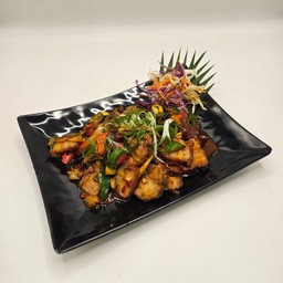 Sichuan Fried pork belly with mustard pickles