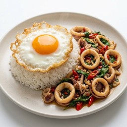 กะเพราหมึกไฟลุก