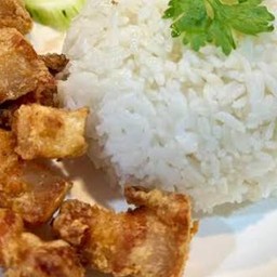 ข้าวหมูสามชั้นทอดน้ำปลา น้ำจิ้มสูตรเด็ด