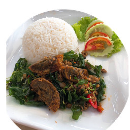 ข้าวกะเพราไข่เยี่ยวม้า