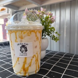 นมสดคาราเมล ( แก้วโอ่ง )