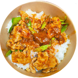 ข้าวหมูผัดพริกแกง