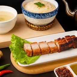 -ข้าวมันหมูแดงฮ่องกง+หมูกรอบ-