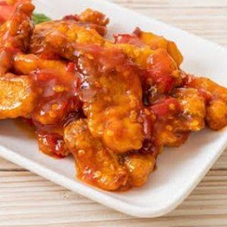 เนื้อปลาราดพริกปลาสามรส