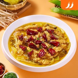 ไก่ทอดต้มผักกาดดองเผ็ดร้อน สำหรับสองคน