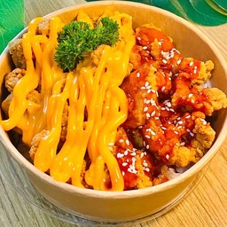 ข้าวหอมมะลิ ไก่กรอบซอสเกาหลี+ซอสชีส