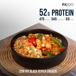 ข้าวหน้าไก่ผัดพริกไทยดำ (High Protein)