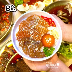 B6.ข้าวด้งไข่ดอง ม่อน+กุ้ง
