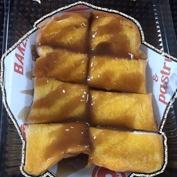 ขนมปังปิ้งคาราเมล+นม