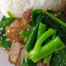คะน้าหมูกรอบราดข้าว