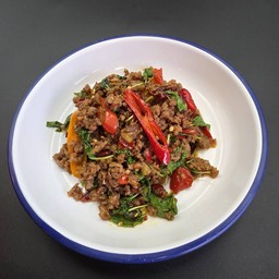 กะเพราเนื้อโคขุนสับ(เป็นกับข้าว)