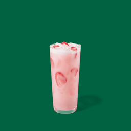 Pink drink with strawberry acai Starbucks Refreshers Beverage
