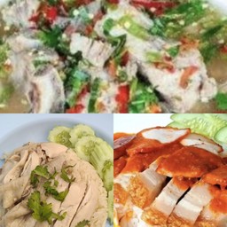 [เซตสุดฮิต] ต้มเล็ง+ซี่โครง + ข้าวหมูแดง + ข้าวมันไก่