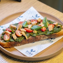 Pesto plant chicken sourdough toast