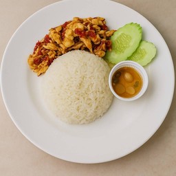 ผัดพริกเกลือราดข้าว