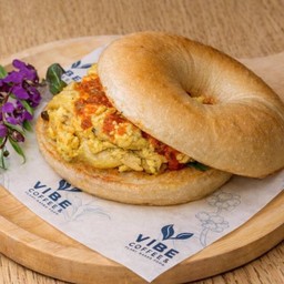Golden tofu scrambled Bagel