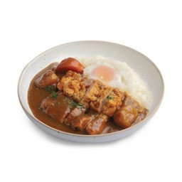 ข้าวราดแกงกะหรี่ไก่ทอดไข่ออนเซ็น