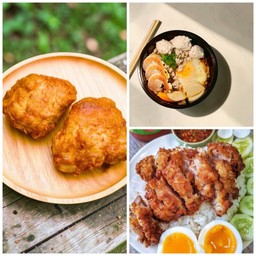 [เซตสุดฮิต] สะโพกอบ 2ชิ้น + ข้าวไก่เผ็ด + ไข่ต้มยางมะตูม + มาม่า+กุ้ง+หมูสับ+หมูยอ+ไข่ยางมะตูม