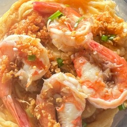 ข้าวหน้าไข่ข้นกุ้งกระเทียม