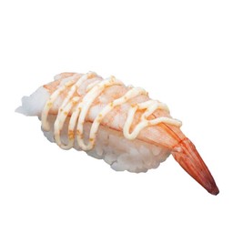 A39 ซูชิกุ้งเอบิซอสมายองเนสไข่กุ้ง  (Ebi (Shrimp) With Mayonnaise and Ebiko Sauce Sushi)
