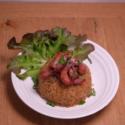 ข้าวเหนียวผักแจ่วหมูแดดเดียว