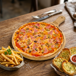 แฮมกับเห็ด ขนาด 12 นิ้ว ฟรี ขนมปังกระทียม หรือเฟรนซ์ฟรายส์