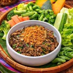 ลาบคั่วหมู+ผักสด
