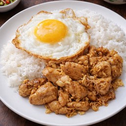ข้าวไก่ทอดทอดกระเทียม