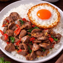 ข้าวผัดกะเพราเครื่องในไก่
