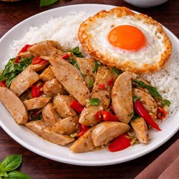 ข้าวผัดกะเพราหมูยอ