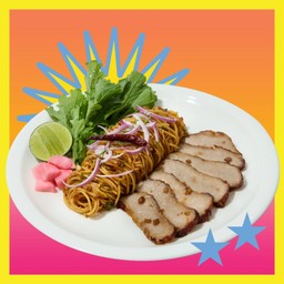 สปาเกตตี้แจ่วบอง คอหมูย่าง