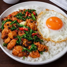 ข้าวผัดกะเพราไก่กรอบ
